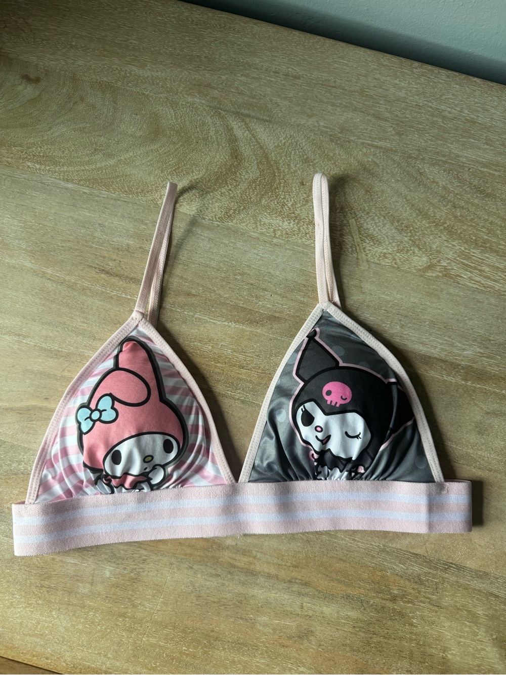 Sanrio My Melody & Kuromi Pink Black Striped Triangle Bralette